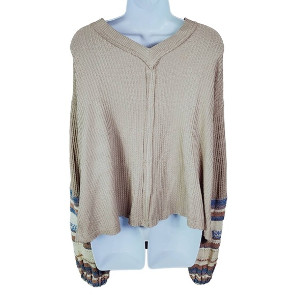 Free People Copenhagen Thermal Top Size Medium Double V- Neck OB995549 - Picture 8 of 10